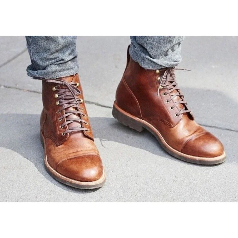 J. Crew Burnished Brown Leather Goodyear F4446 Welt Men’s Boots Size 9